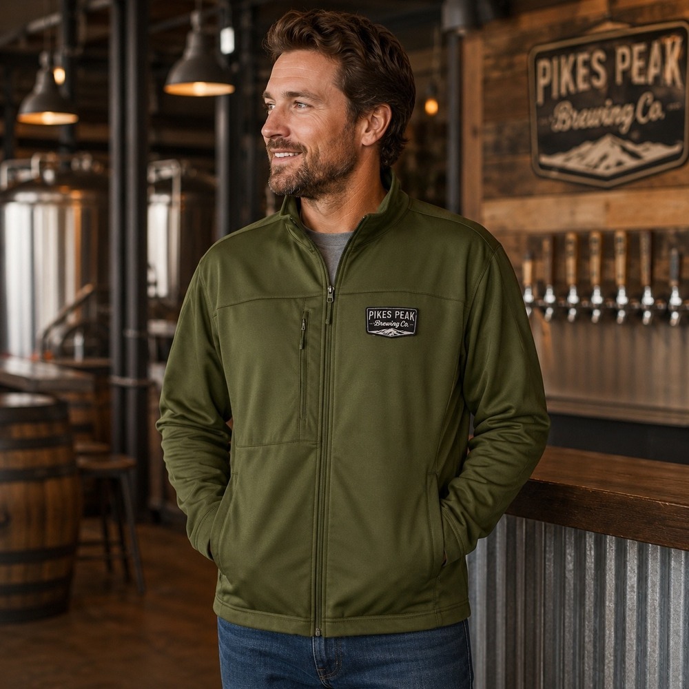 Ouray Sportswear Pikes Peak Brewing Co Jacket L Olive Green Full Zip Performance